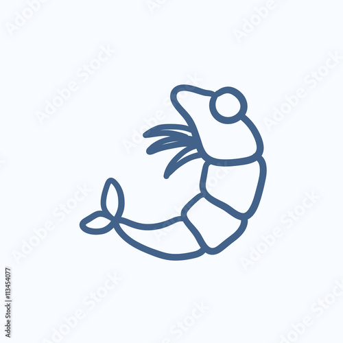 Shrimp sketch icon.