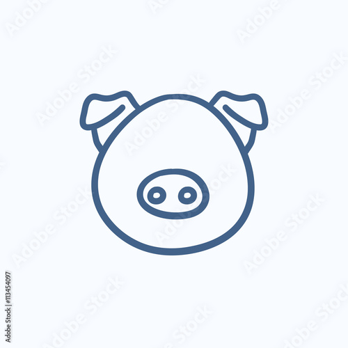 Pig head sketch icon.
