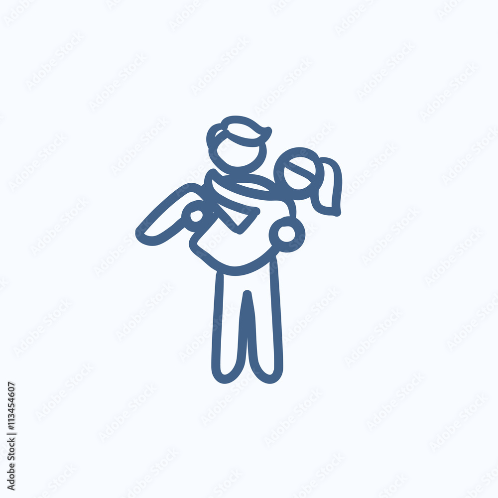 Man carrying his girlfriend sketch icon. Man carrying his girlfriend sketch icon.