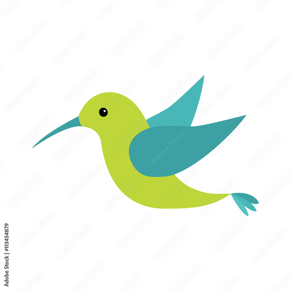 Colibri bird icon. Cute cartoon character. Hummingbird logo. Isolated White  background. Flat design. Baby kids illustration collection. Stock Vector |  Adobe Stock