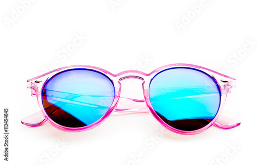 Pink unglasses isolated on white