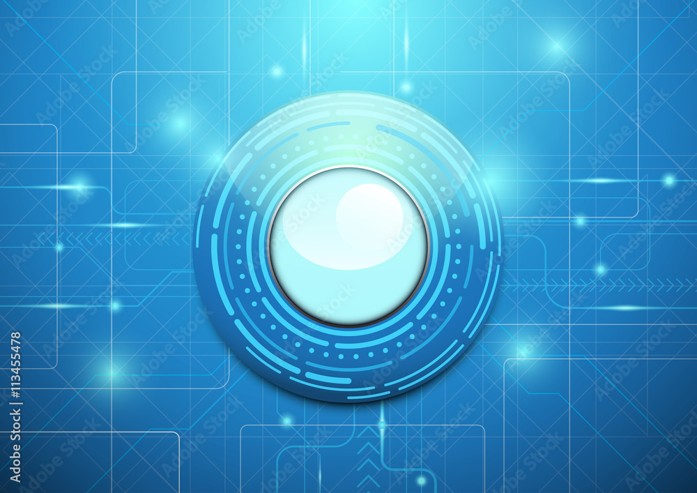 Obraz premium Abstract technology blue background. Modern circle geometric con