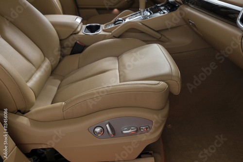 Car passenger leather seat. Interior background.