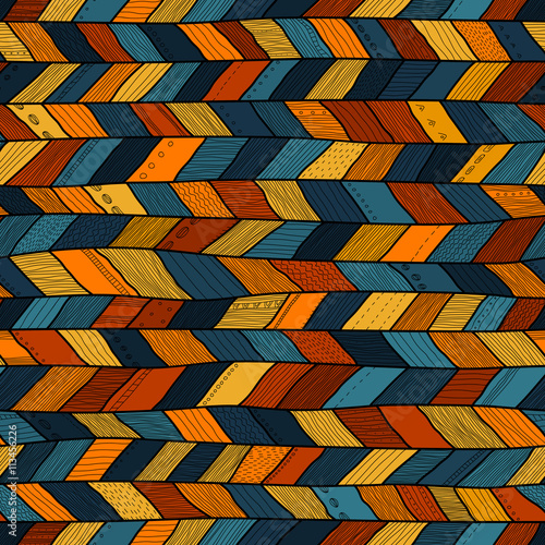 Canvas Print Tribal style crazy quilt, ethnic chevron multicolor.