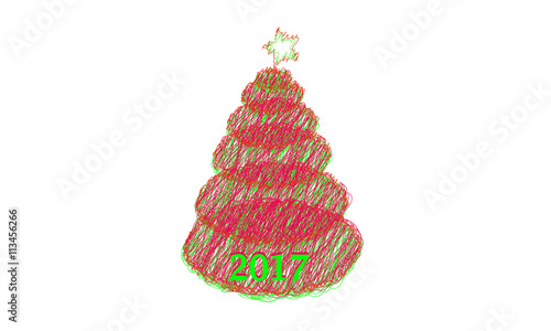 Christmas fir with star effect scrawled