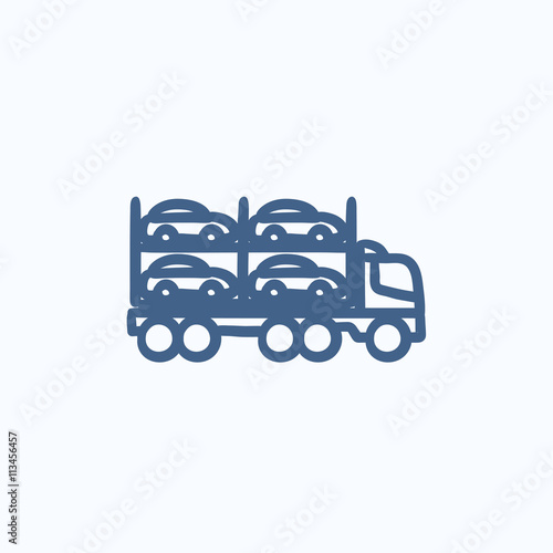 Car carrier sketch icon.