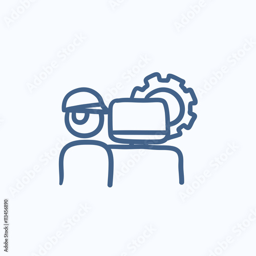 Computerized production sketch icon.