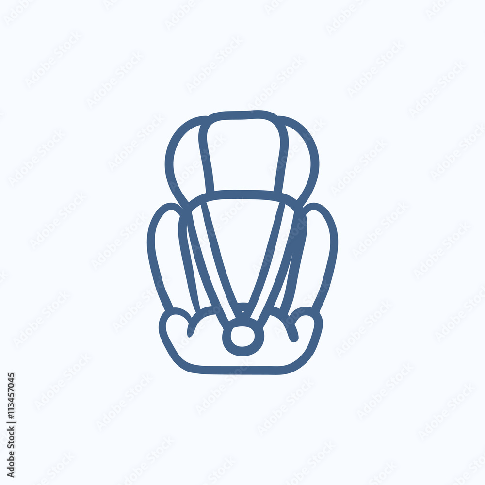 Baby car seat sketch icon. Baby car seat sketch icon.