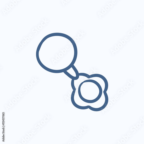 Baby rattle sketch icon.