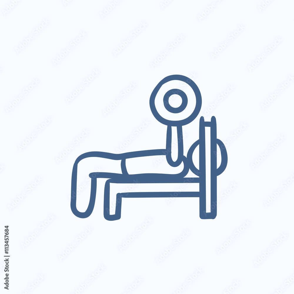 Man lifting barbell sketch icon. Man lifting barbell sketch icon.