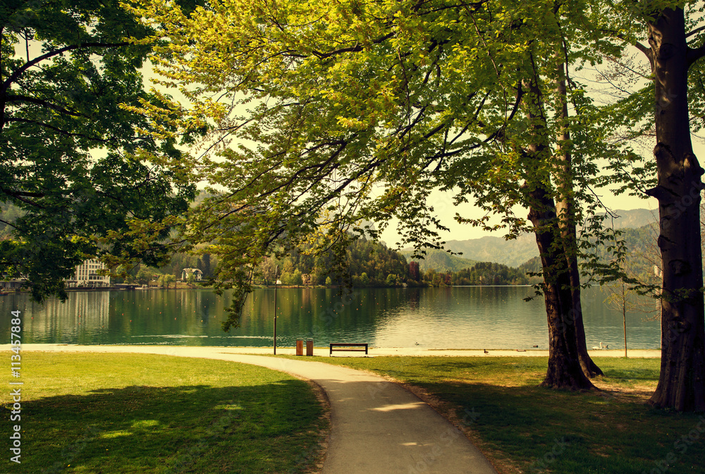 Amazing View On Bled Lake. Springtime or summertime in Slovenia. Amazing View On Bled Lake. Springtime or summertime in Slovenia.