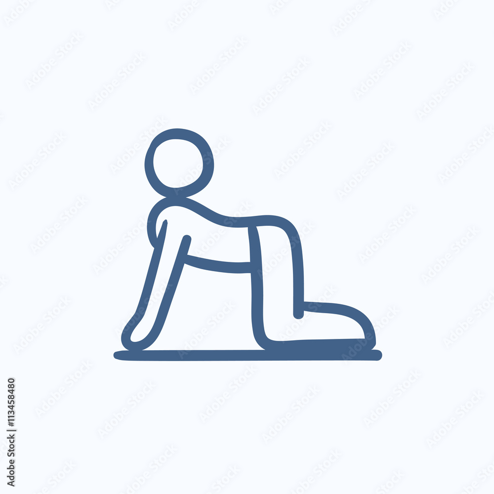Man practicing yoga sketch icon. Man practicing yoga sketch icon.