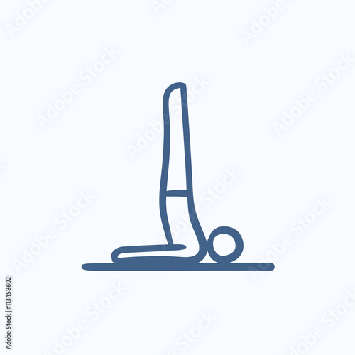 Man practicing yoga sketch icon.