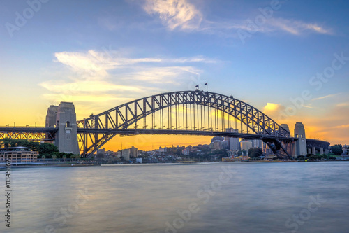 Sydney harbour bridge in twilight © dinozzaver