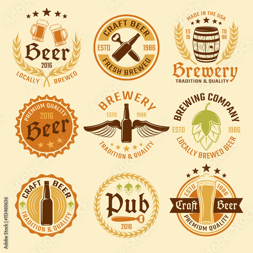 Colored Beer Emblem Set