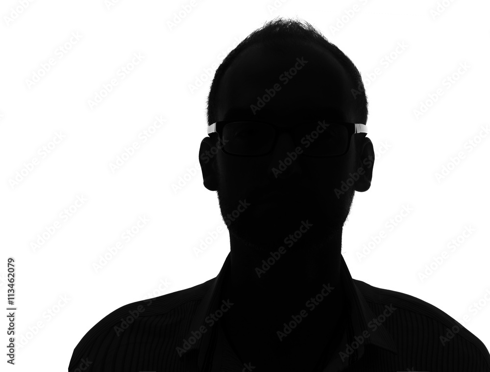 Hidden face in the shadow.male person silhouette Hidden face in the shadow.male person silhouette