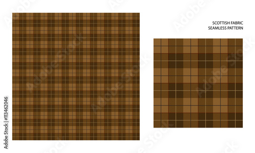 Fototapeta Naklejka Na Ścianę i Meble -  Vector seamless pattern. Textured checkered brown tartan