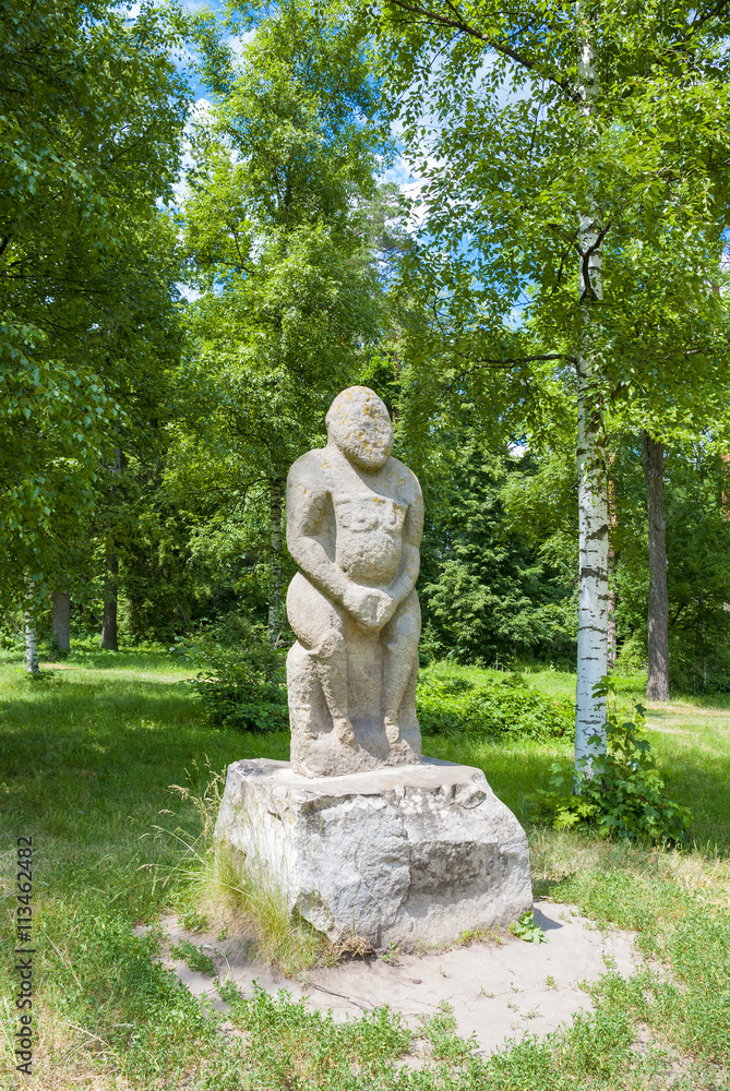 Polovtsian Idol (woman) in Trostyanets park. Ukraine, Chernigov