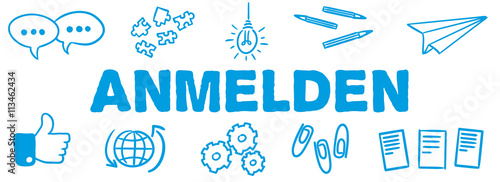 Stick Figure Series Banner Blue / Anmeldung