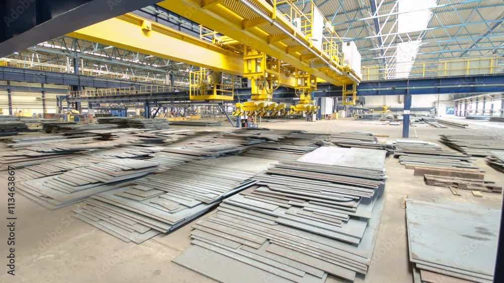 The operator lifting device timelapse hyperlapse, lift loads using lifting magnet, mechanical workshop, metal structures plant. The operator lifting device timelapse hyperlapse, lift loads using lifting magnet, mechanical workshop, metal structures plant.