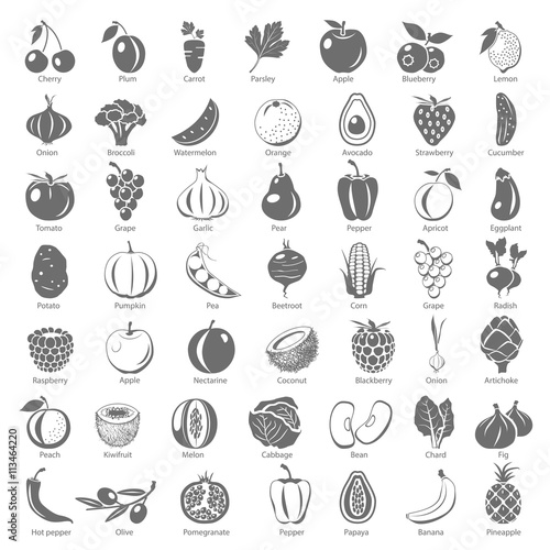 Black Icons - Fruits and Vegetables