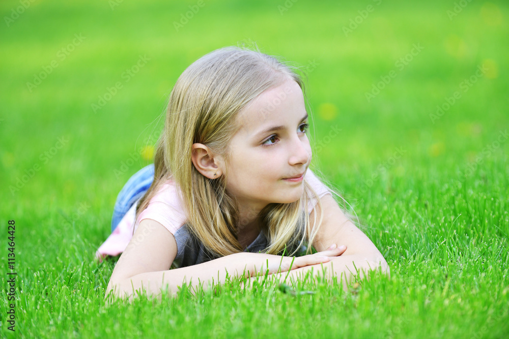  girl  on  grass