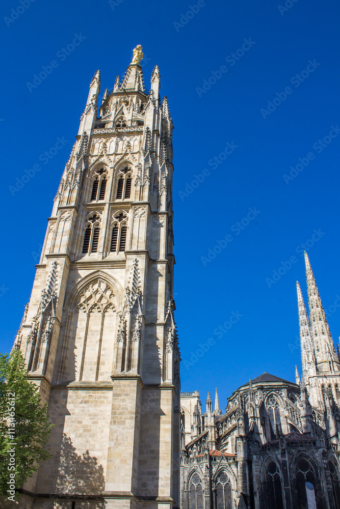 The bell tower of the St. Andrew Cathedral in Bordeaux, France