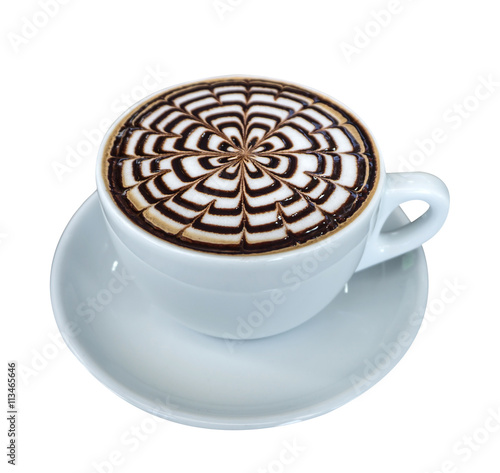 Vászonkép cup of mocha coffee with foam isolated on white