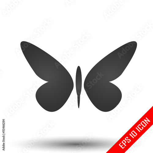 Butterfly icon. Simple flat logo of butterfly on white background. Vector illustration.