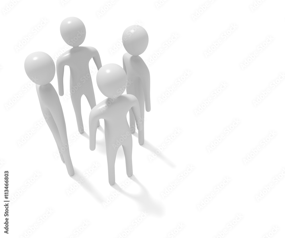 Meeting: four white 3d men, 3d illustration Meeting: four white 3d men, 3d illustration