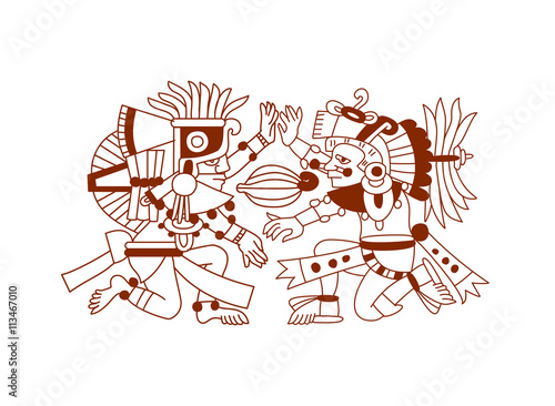 sketch drawing aztec cacao bean, leaves, nibs, pattern