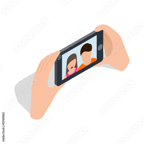 Couple taking selfy of themselves icon