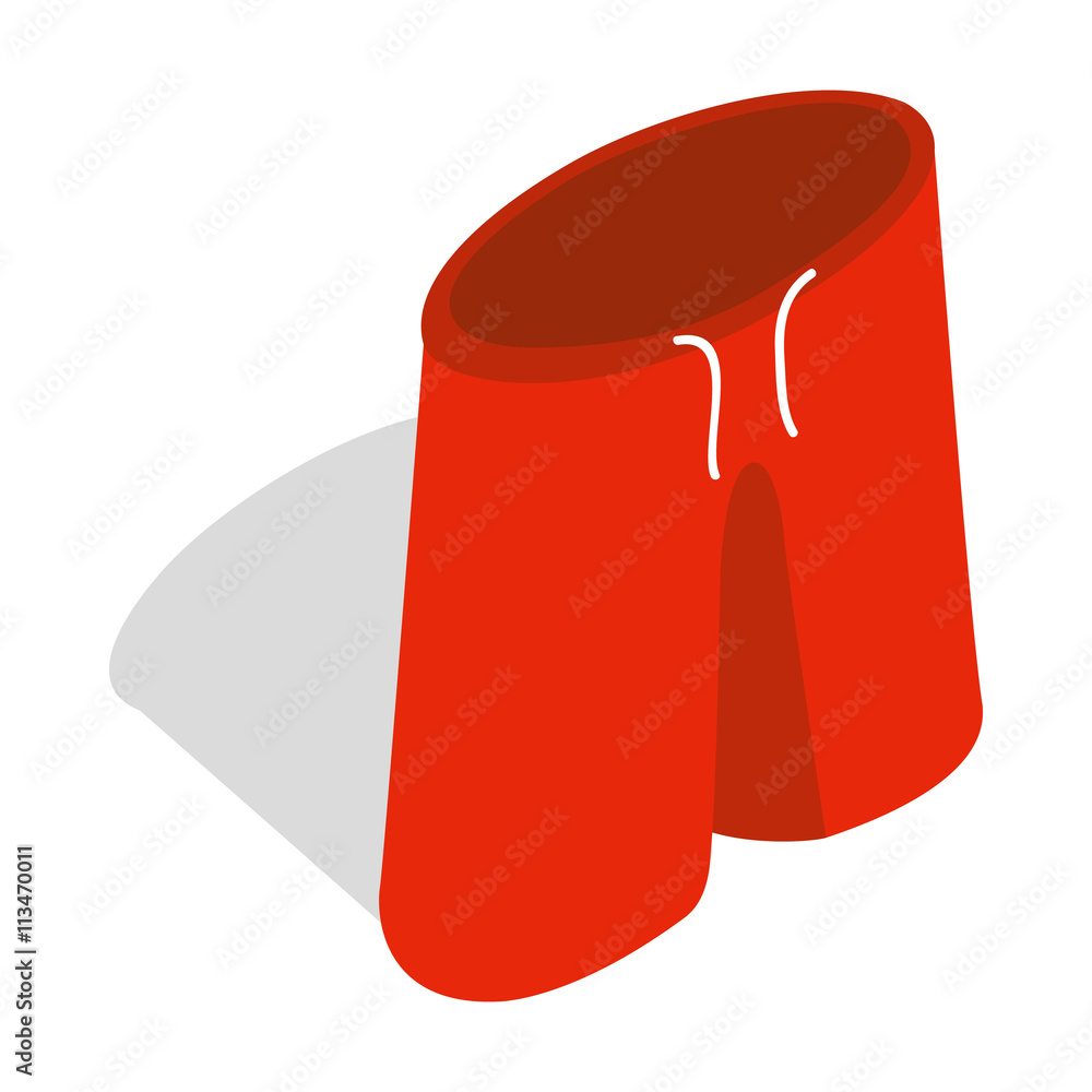 Red shorts for swimming icon, isometric 3d style