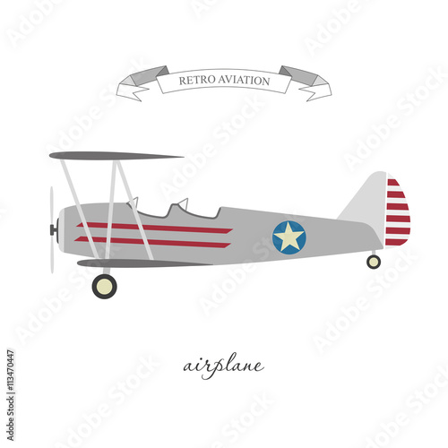 Retro pattern airplane in a flat style