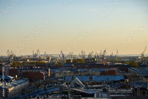 View to Admiralty, palace (Hermitage) and Peter and Paul's fortress in St.Petersburg, Russia