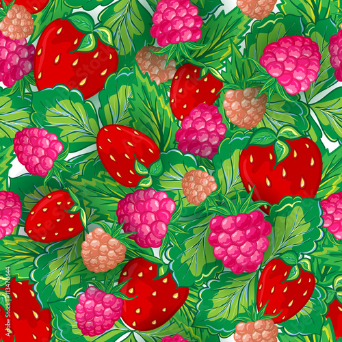 Seamless pattern of realistic image delicious ripe berries