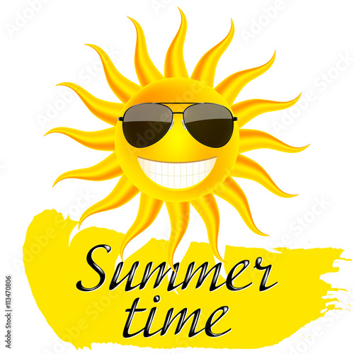 Summer time. Sun in glasses. Vector Illustration