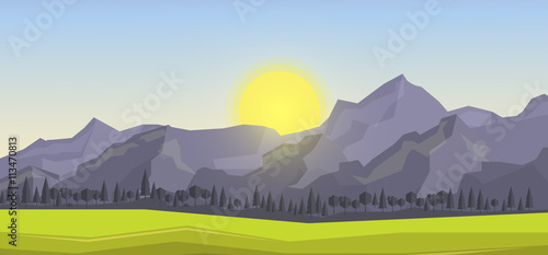 Mountainous terrain, polygonal background, vector illustration.

