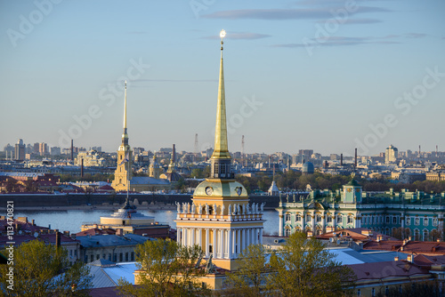 View to Admiralty  palace  Hermitage  and Peter and Paul s fortress in St.Petersburg  Russia 