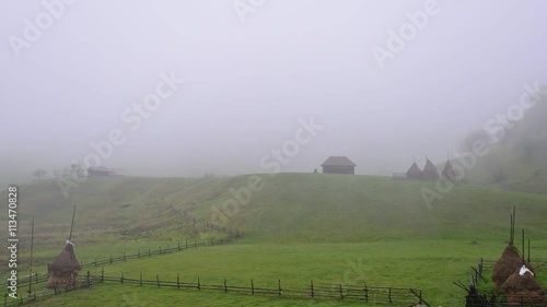 timelapse in Sureanu mountains, Hunedoara county, Romania - Fundatura Ponorului - sun rising and dew evaporating under its warmth