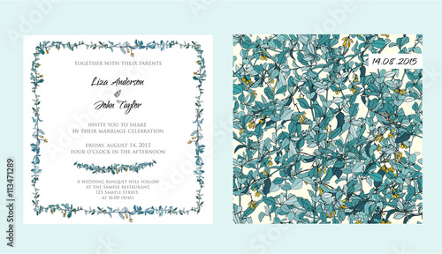 Fotografia wedding invitation card with abstract floral background