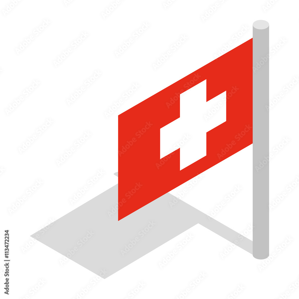 Obraz premium Switzerland flag icon, isometric 3d style