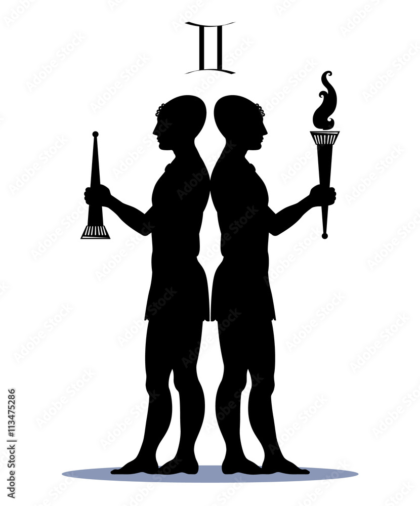 Twin brothers Dioscuri Castor and Pollux, the ancient Greek gods