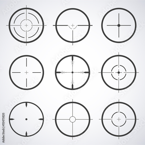 Set of target icons sight sniper symbol isolated on a gray background, crosshair and aim vector illustration stylish for web design