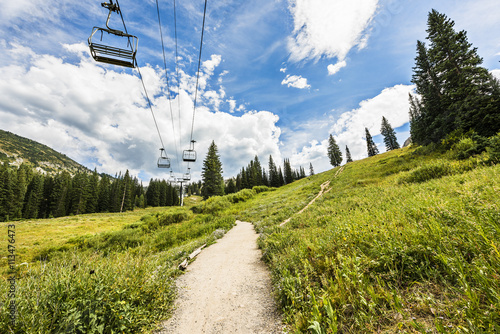 Ski Lift in Alpine Meadows in Albion Basin of Wasatch National Forest, Utah