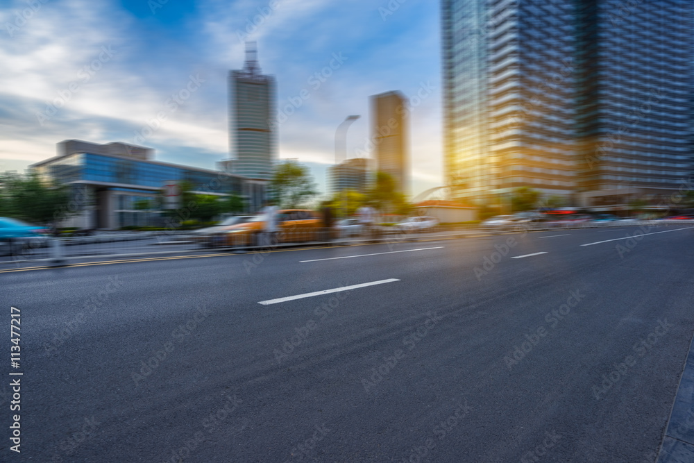 Obraz premium traffic in the downtown district,tianjin china.