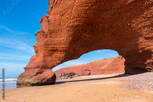 Sandstone arch on Legzira beach, Morocco