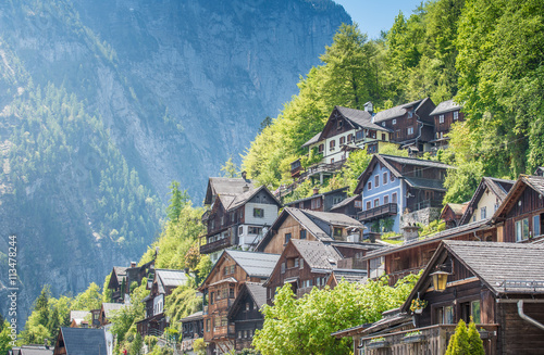 Beautiful mountain village, Hallstatt, Salzkammergut, Upper Austria, Austria