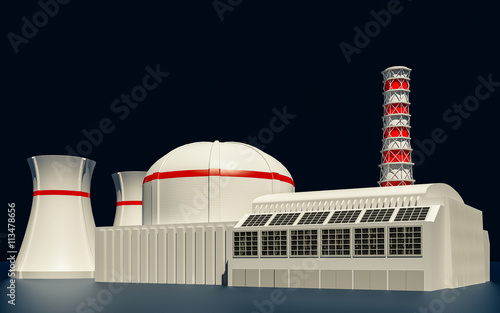 3D Illustration of Nuclear power station