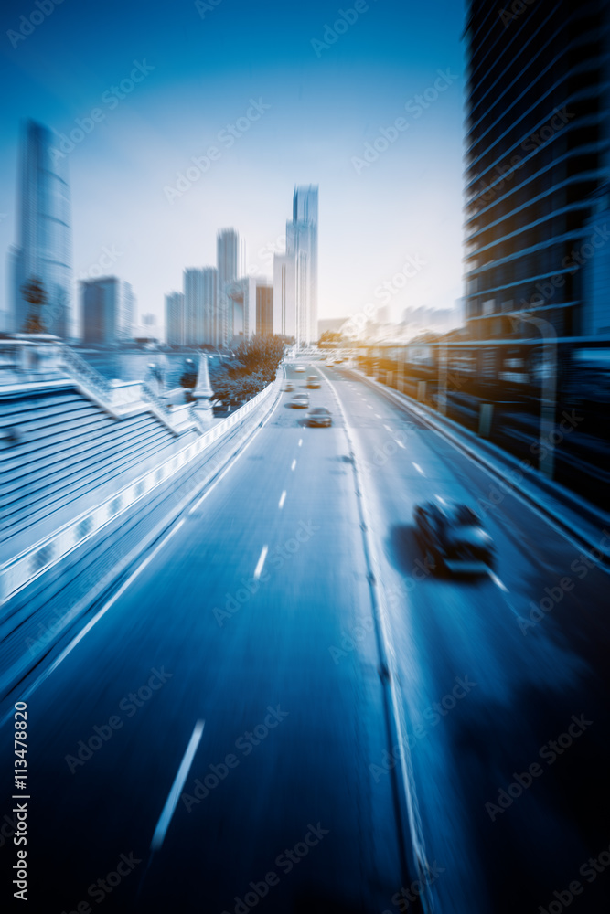 Fototapeta premium traffic in the downtown district,tianjin china.